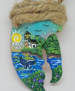 Lighthouse with Whale Tail ad Blue Sky Lobster Claw Ornament