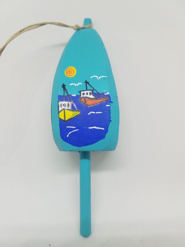 Lobster Boats on Blue Buoy Ornament