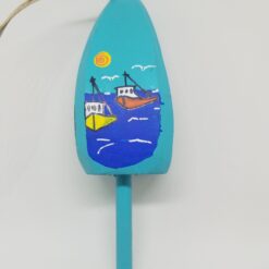 Lobster Boats on Blue Buoy Ornament