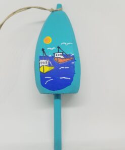 Lobster Boats on Blue Buoy Ornament