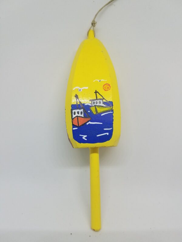 Lobster Boats on Yellow Buoy Ornament