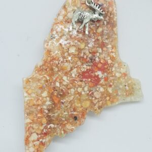 Maine State with Crushed Lobster Shell Ornament