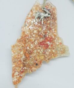 Maine State with Crushed Lobster Shell Ornament