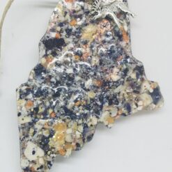 Maine State with Crushed Mussel Clam and Lobster Shell Ornament