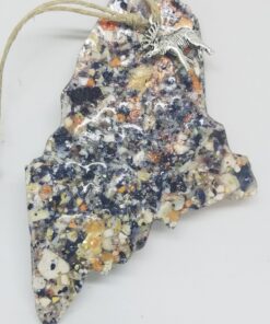 Maine State with Crushed Mussel Clam and Lobster Shell Ornament