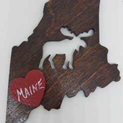 Moose Maine State Dark Wood Ornament