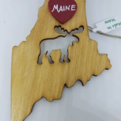 Moose Maine State Wood Ornament