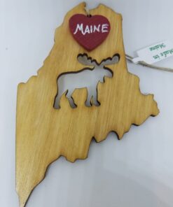 Moose Maine State Wood Ornament