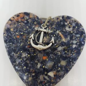 Mussel Shell Crushed with Lobster Shell Accents Heart Ornament