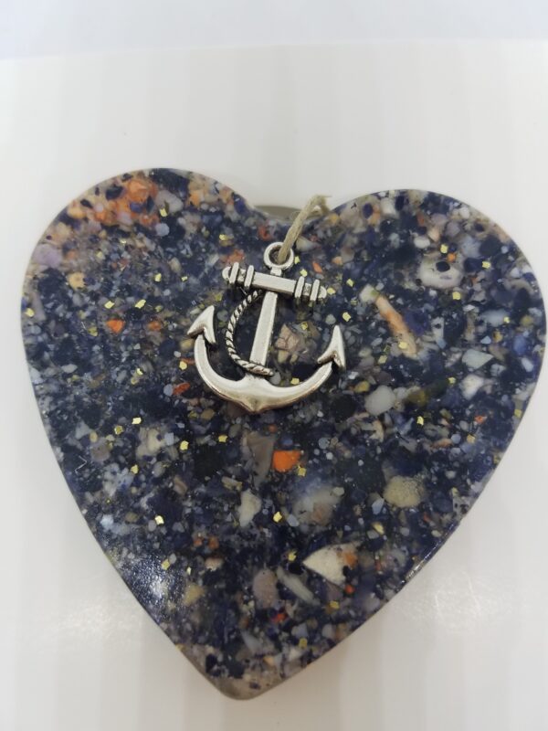 Mussel Shell Crushed with Lobster Shell Accents Heart Ornament