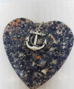 Mussel Shell Crushed with Lobster Shell Accents Heart Ornament