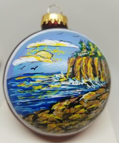 Otters Cliffs Acadia Glass Ornament