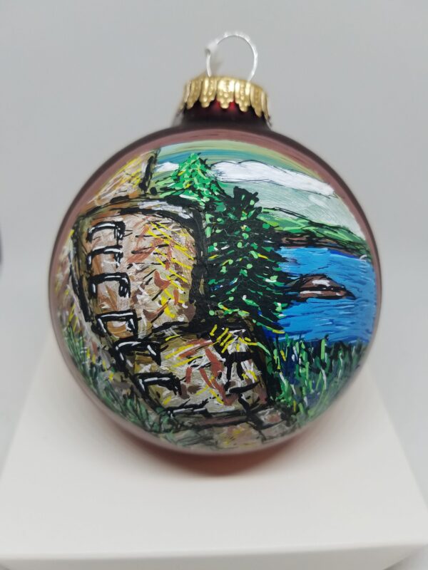 Precipice Acadia Trail Glass Ornament