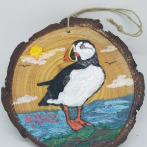 Puffin on Coast Wood Ornament