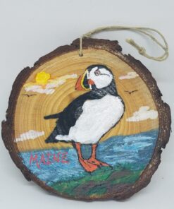 Puffin on Coast Wood Ornament
