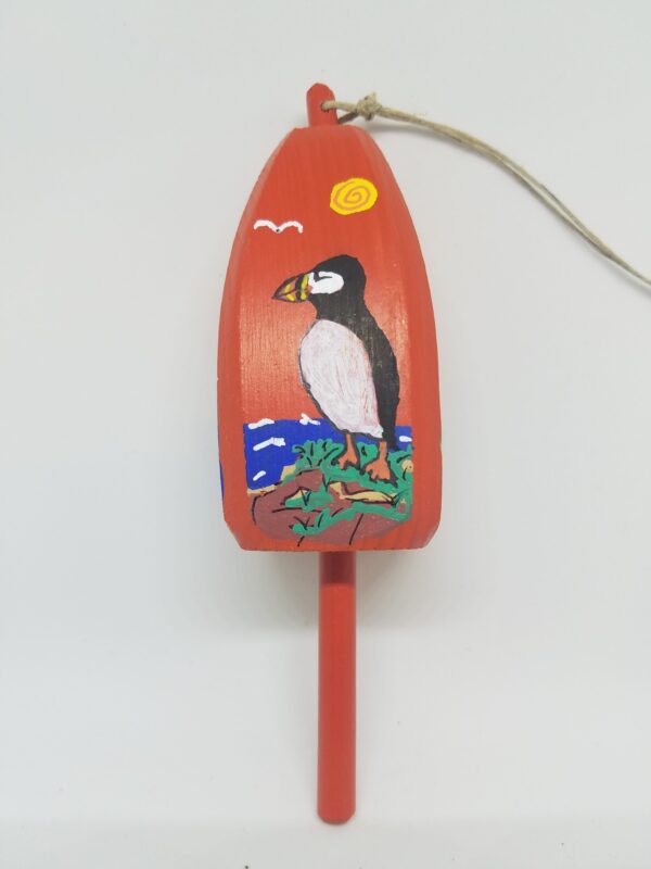 Puffin on Orange Buoy Ornament