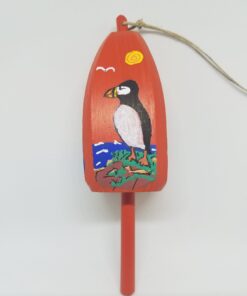 Puffin on Orange Buoy Ornament