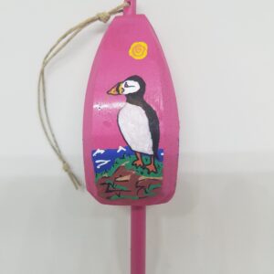 Puffin on Pink Buoy Ornament