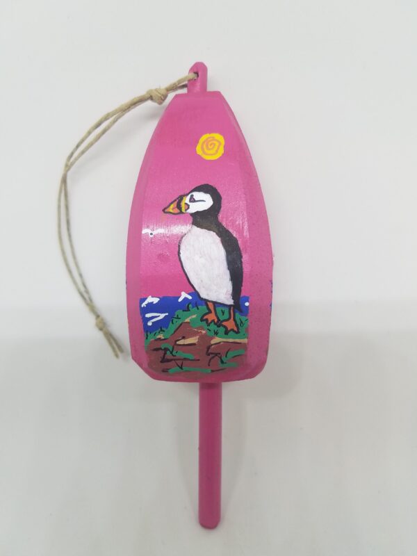 Puffin on Pink Buoy Ornament