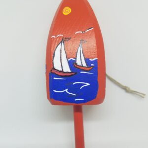 Sailboats on Orange Buoy Ornament