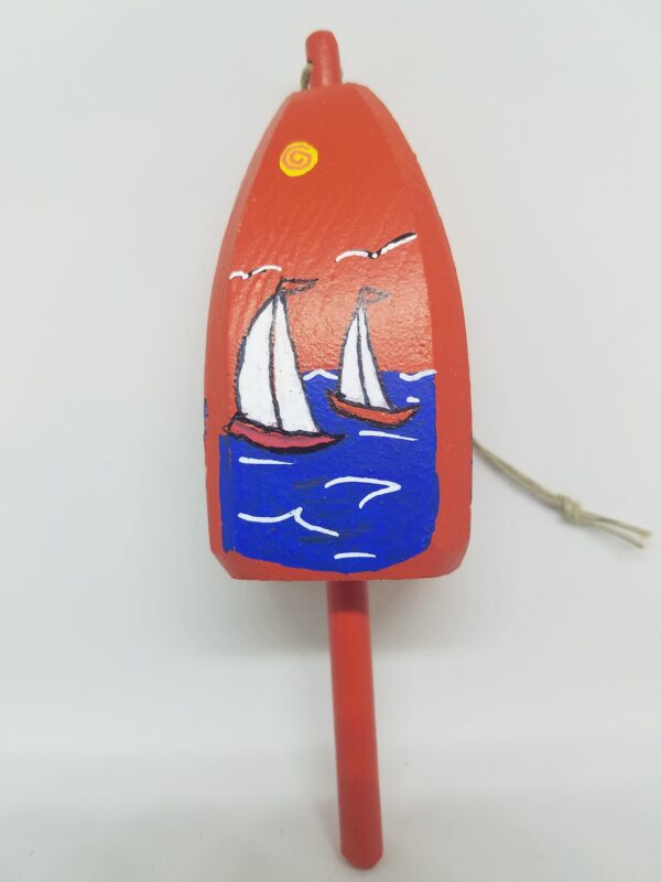 Sailboats on Orange Buoy Ornament