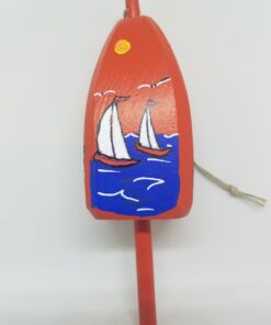 Sailboats on Orange Buoy Ornament