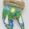 Sailboats on Water Painted Lobster Claw Ornament