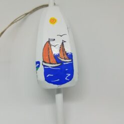 Sailboats on White Buoy Ornament