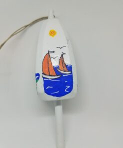 Sailboats on White Buoy Ornament