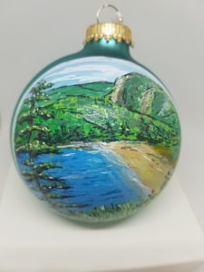 Sand Beach with Beehive Acadia Glass Ornament