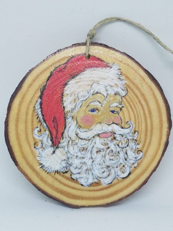 Santa Clause on Wood Ornament