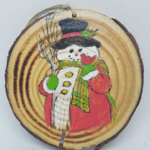 Snowman on Wood Ornament