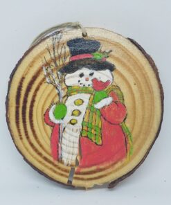 Snowman on Wood Ornament