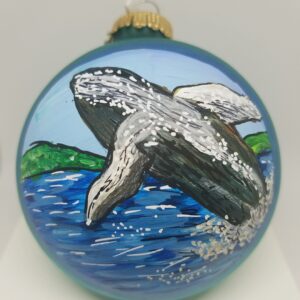 Whale Painted Glass Ornament