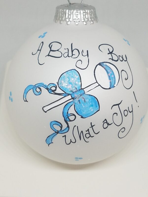 Baby Boy Joy Painted Heartfelt Glass Ornament