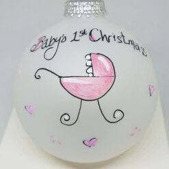 Baby Girl First Christmas Carriage Heartfelt Glass Ornament