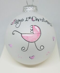 Baby Girl First Christmas Carriage Heartfelt Glass Ornament