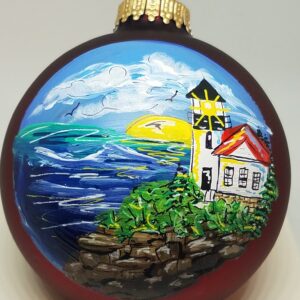 Bass Harbor Acadia Painted Glass Ornament