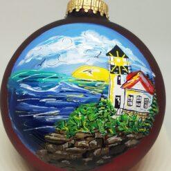 Bass Harbor Acadia Painted Glass Ornament