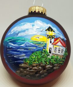Bass Harbor Acadia Painted Glass Ornament