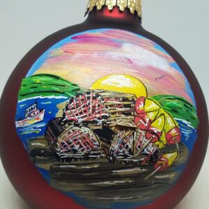Buoys and Lobster Traps Painted Glass Ornament