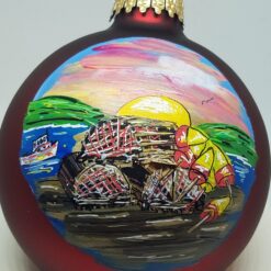 Buoys and Lobster Traps Painted Glass Ornament