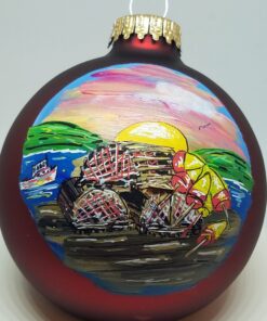 Buoys and Lobster Traps Painted Glass Ornament