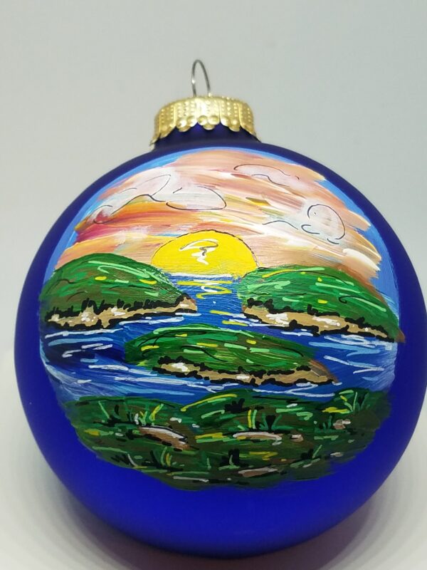 Cadillac Mountain Acadia Painted Glass Ornament