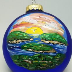 Cadillac Mountain Acadia Painted Glass Ornament