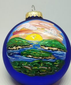 Cadillac Mountain Acadia Painted Glass Ornament