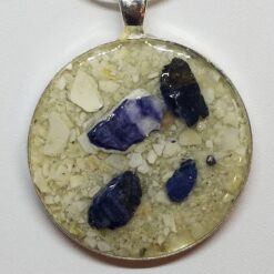 Crushed Clam Shell with Mussel Accents Jewelry Pendant