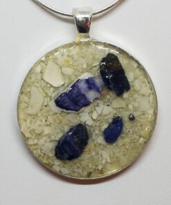 Crushed Clam Shell with Mussel Accents Jewelry Pendant