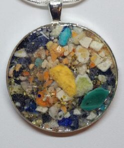 Crushed Lobster Mussel Clam Blue Abalone Shell Jewelry Pendant