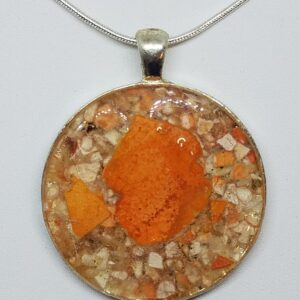 Crushed Lobster Shell Jewelry Pendant